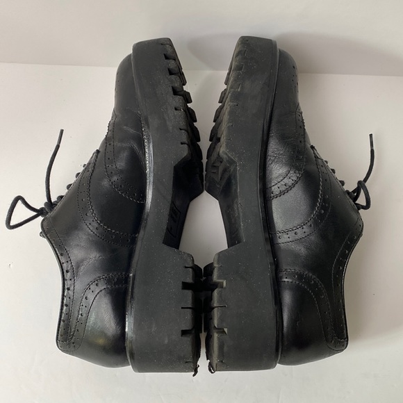 Zara Shoes Women US 6.5 EU 37 Black Brogue Oxford Chunky Lug Sole Platform - Picture 8 of 14